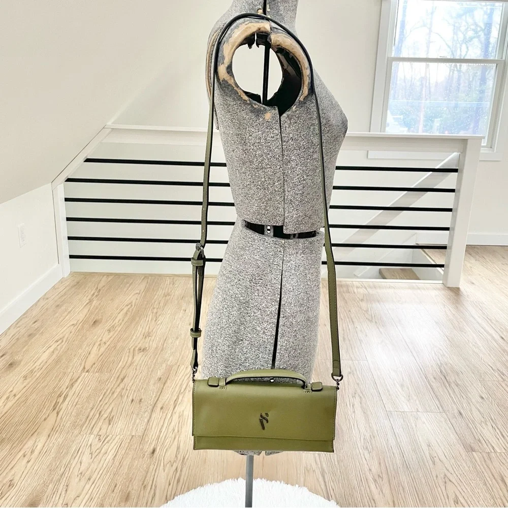 olive green contemporary, simply vera Vera Wang Crossbody purse - Picture 7 of 9